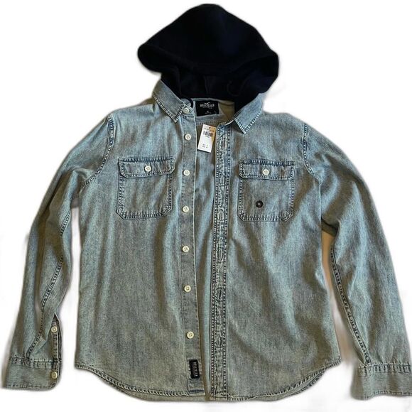 Hollister Men's XL Denim Button Down with hoodie - Picture 1 of 4